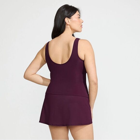 Land's End slender suit tankini top soft cup bra swimsuit top wine color Various - Picture 5 of 6